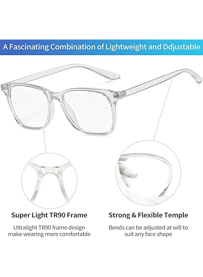 Joopin TR90 Square Blue Light Glasses for Men Women, Clear Lens Blue Light Eyewear for Women Computer Gaming TV Screen Glasses Anti Eye Fatigue - Image 2